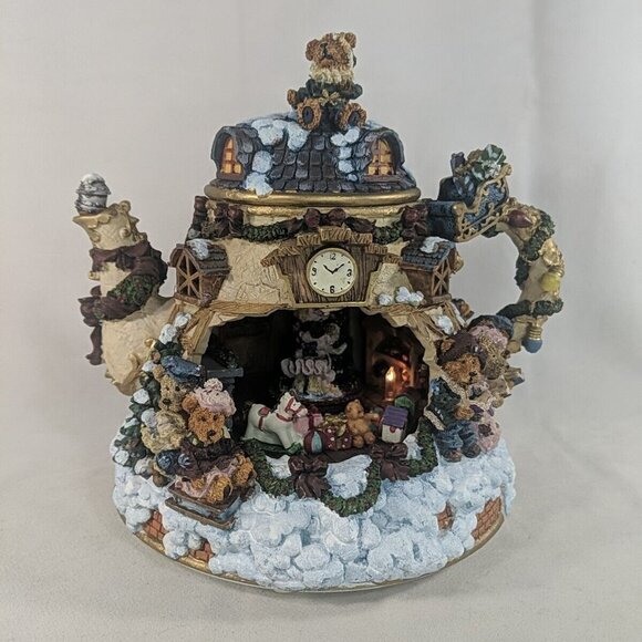 Boyd's Bears Silent Night Musical Light Teapot Figure Christmas Music Box Rotate - Picture 2 of 16